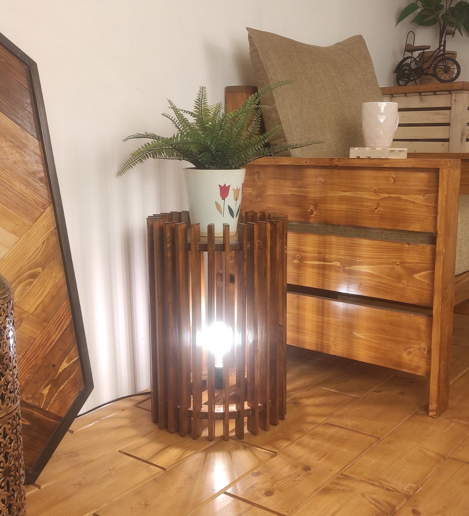 Ventus Sidekick Wooden Floor Lamp (BULB NOT INCLUDED)