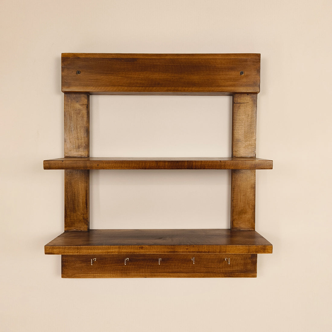 Verona Wooden Wall Shelf Organiser with Key Holders-OUCH CART | Wall hanging