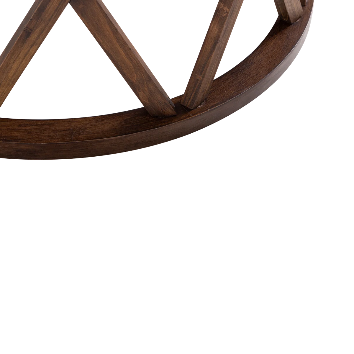Viradis Farmhouse Coffee Table, Rustic Round Coffee Table with X-Motifs Legs, Wood Textured Top Ouch Cart