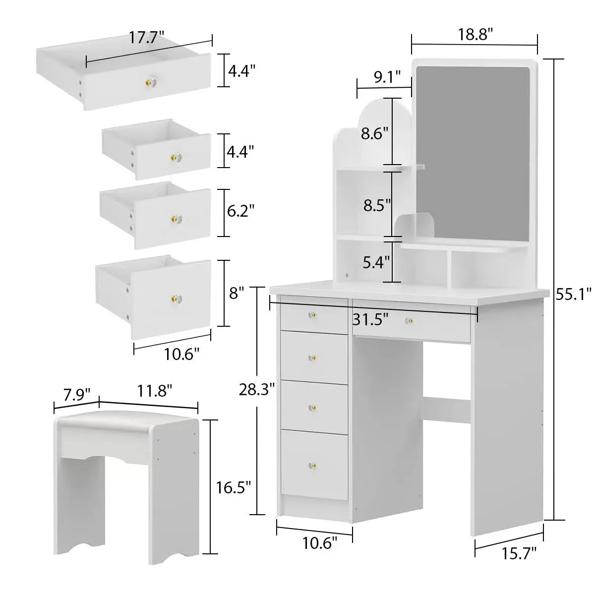 Vitomir Makeup Vanity Desk with Stylish Design and Storage- OUCH CART |Dressing table
