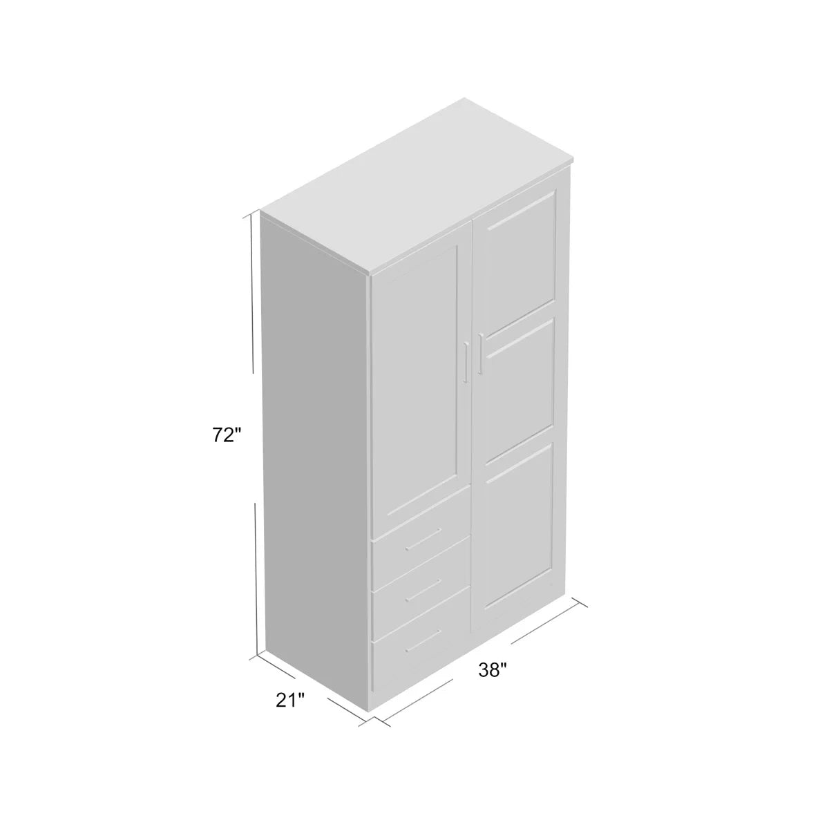 Elegant Metro 2-Door Wardrobe Armoire Solid Wood Mirrored Bedroom Storage OUCH CART