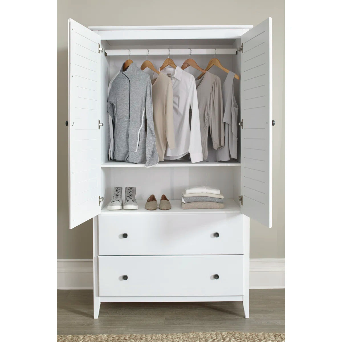 Greenport Armoire Large Storage Solid Wood Wardrobe for Bedroom-OUCH CART | Wardrobe