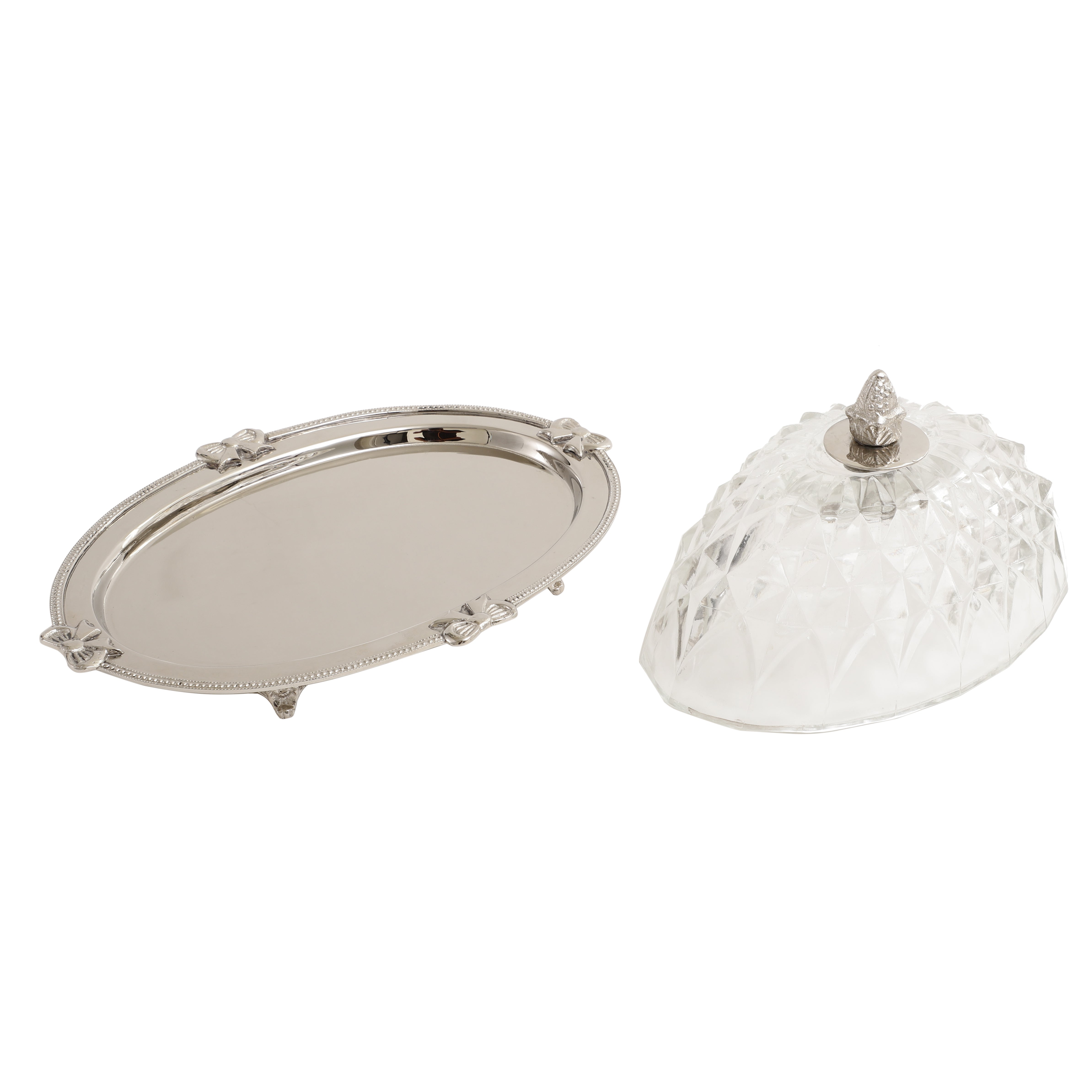 3 Leaf Decorative Silver Platter M.M.I. OVERSEAS