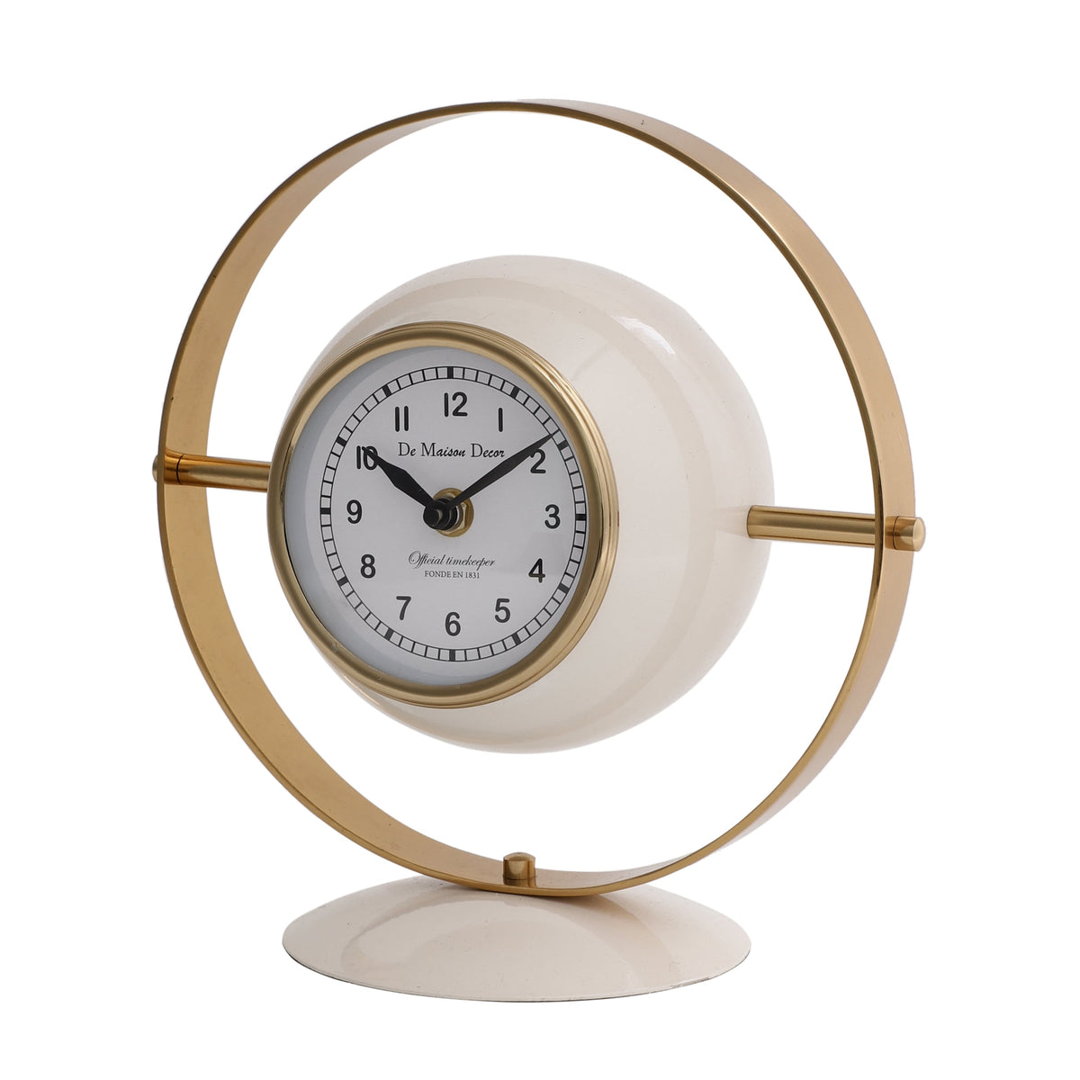 Halo Clock In Ivory White & Gold M.M.I. OVERSEAS