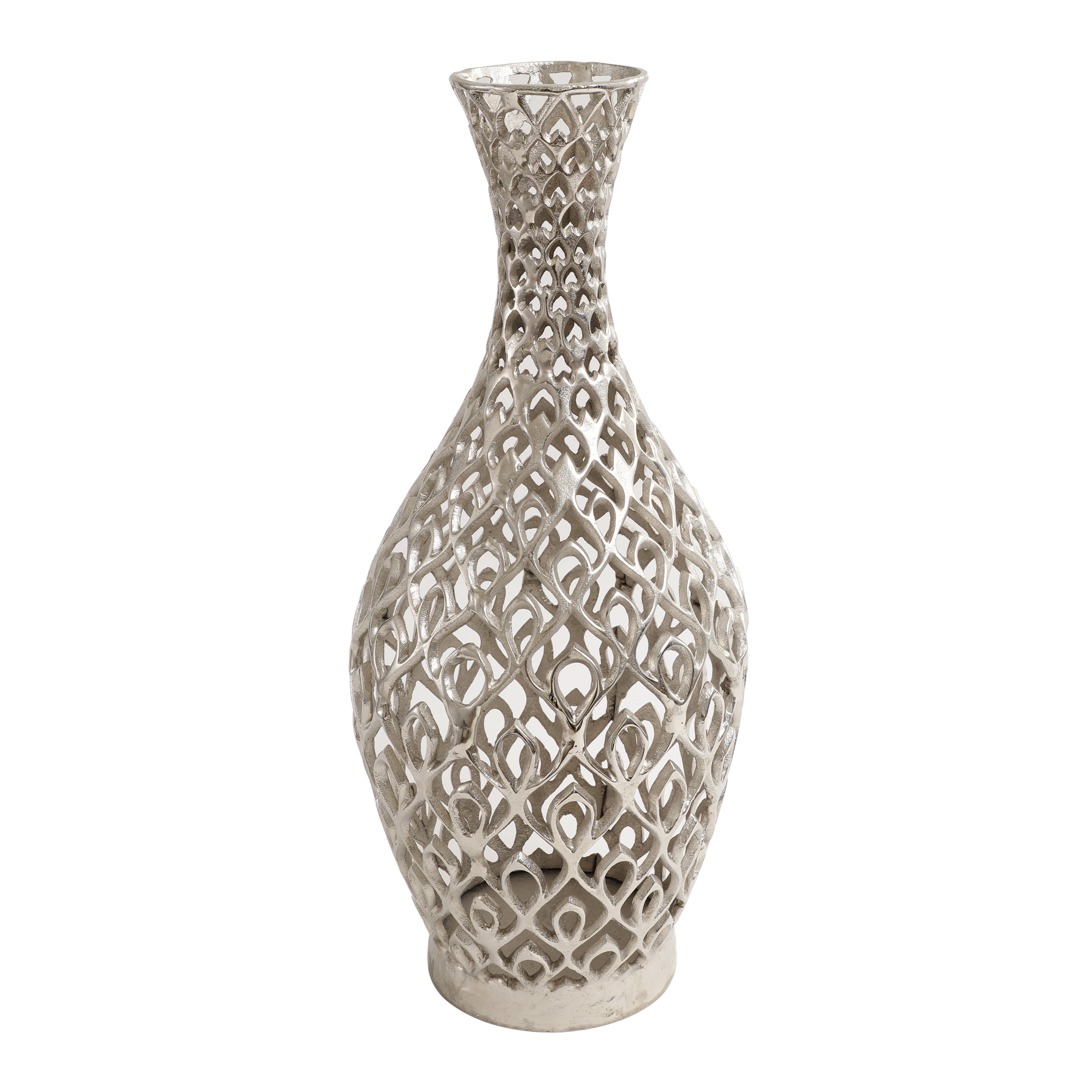 Cavendish Ornate Metal Floor Vase In Silver M.M.I. OVERSEAS
