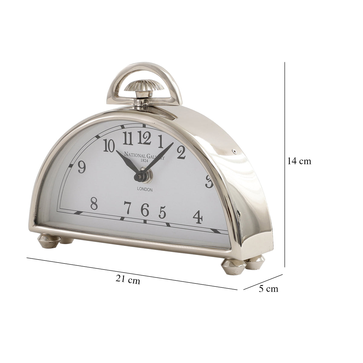 Luna Desk Clock In Silver M.M.I. OVERSEAS