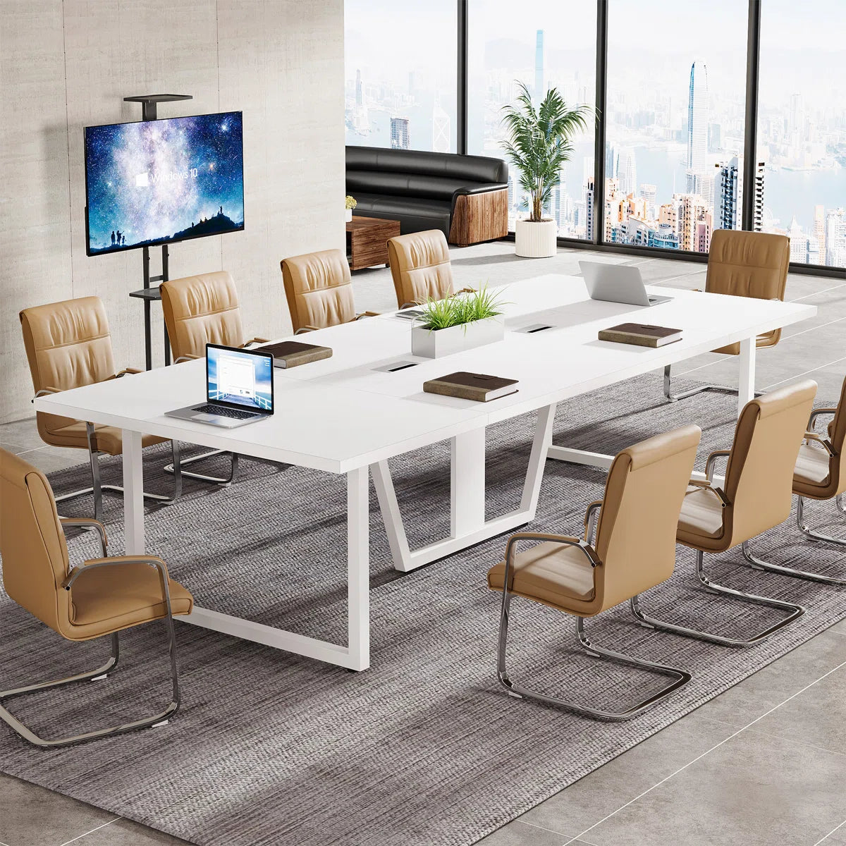 Large Conference Table, Rectangle Meeting Podcast Table OUCH CART