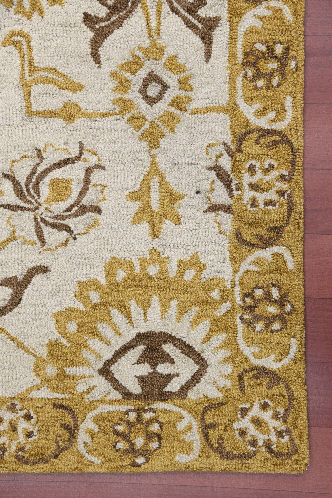 Gold Wool Romania 4x6 Feet Hand-Tufted Carpet - Rug - Ouch Cart