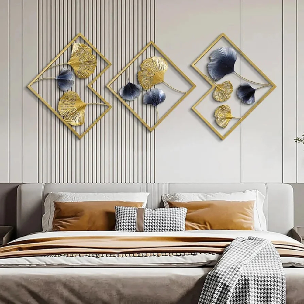 Multicolor Decorative Metal Wall Art Decor Wall Sculpture Set Of 3 Wall Hanging For Living Room, Bedroom, Office, National Handicraft Town