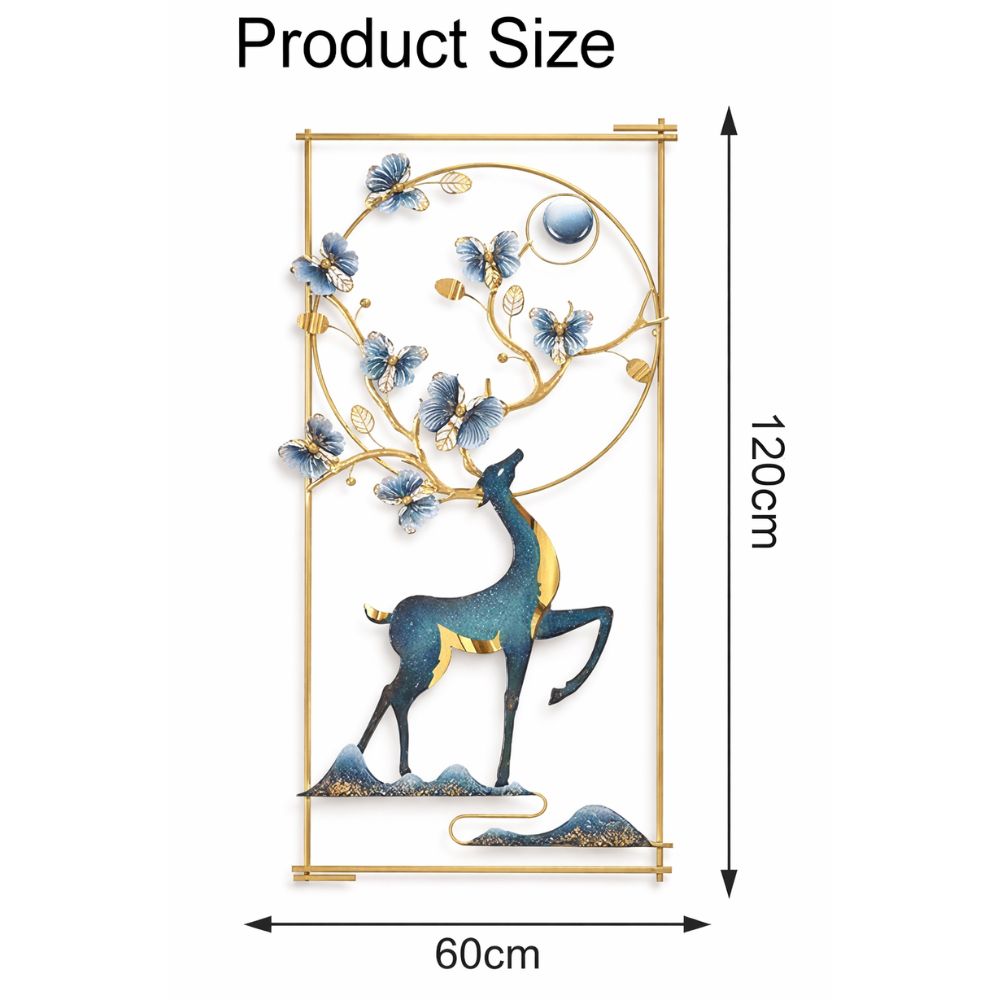 Luxury Metal Deer Wall Art | 60x120 cm 3D Decorative Panel for Home & Bedroom National Handicraft Town