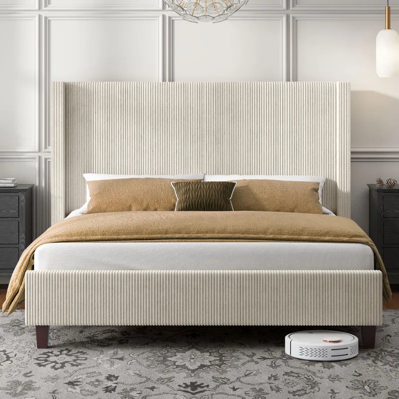 Wauseon Corduroy Upholstered Bed OUCH CART
