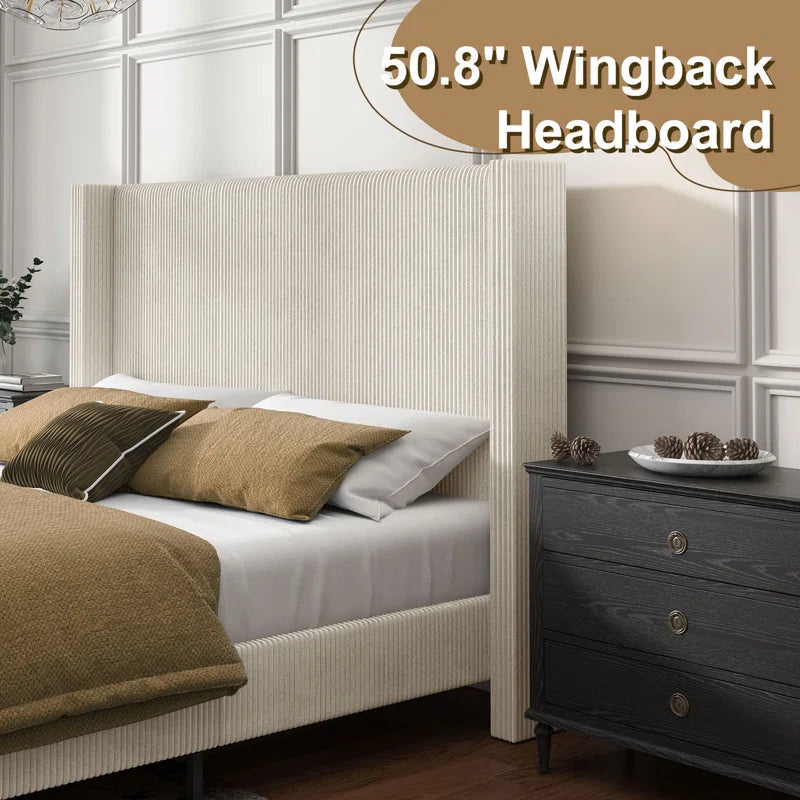 Wauseon Corduroy Upholstered Bed OUCH CART