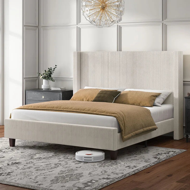 Wauseon Corduroy Upholstered Bed OUCH CART