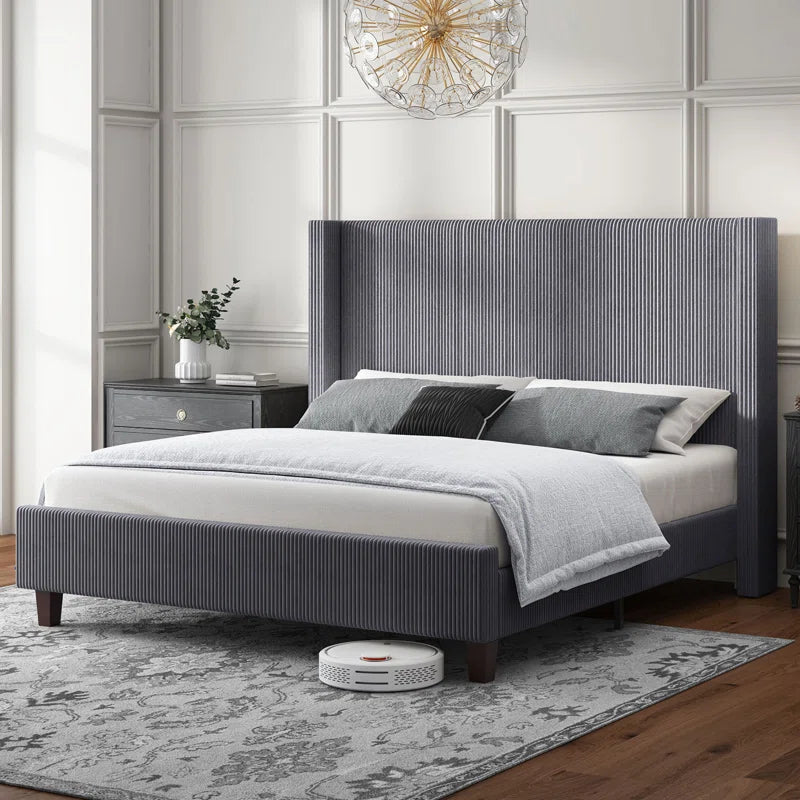 Wauseon Corduroy Upholstered Bed OUCH CART