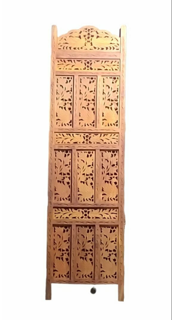 4 Panel Sheesham Wooden Partitions Room Dividers Screen Separators for Living Room