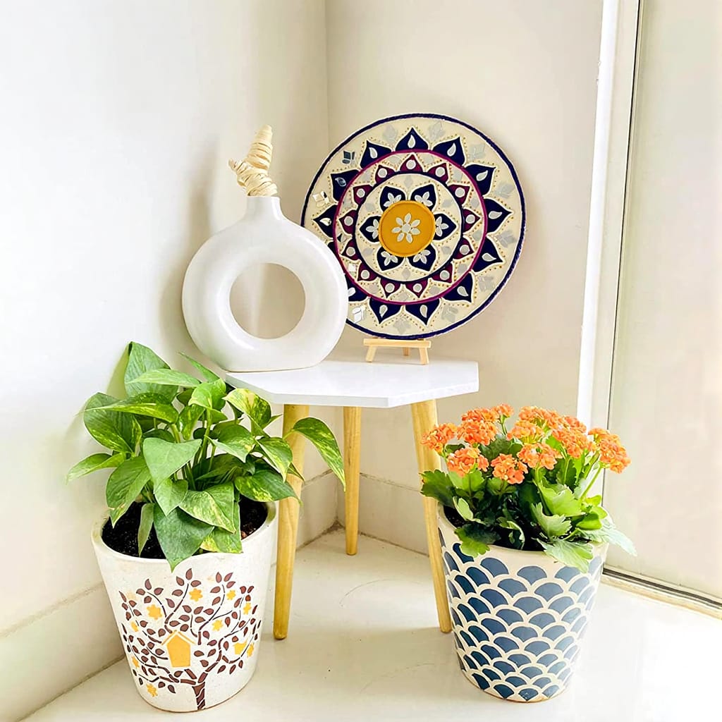 Antique Wooden Foldable Round Side Table | Multi-Purpose End Table, Plant Stand & Stool for Living Room, Kids Room & Balcony