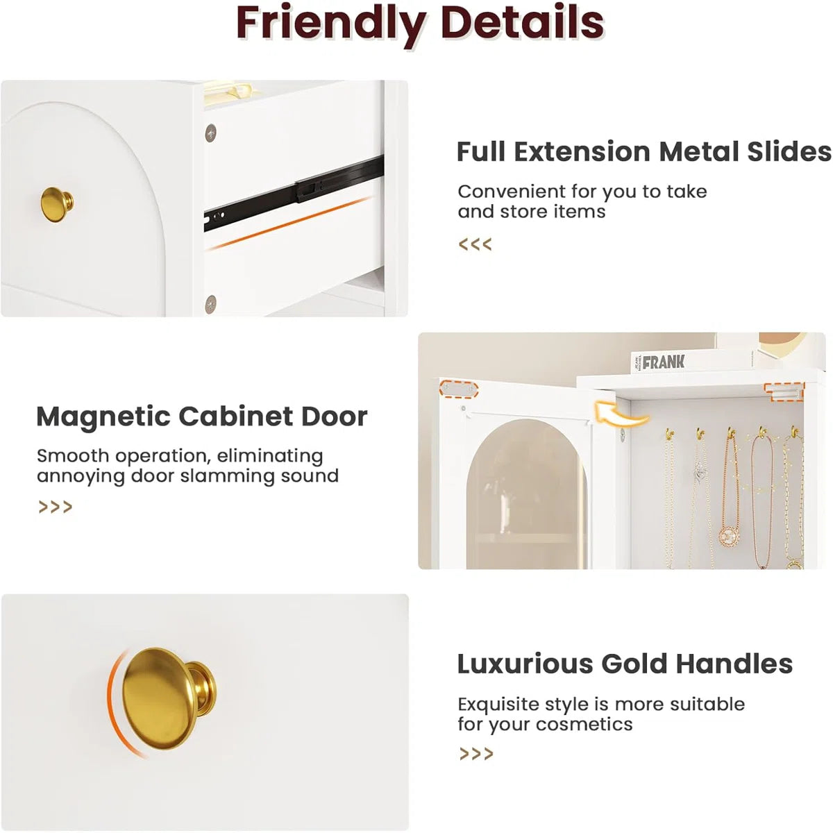 White Makeup Vanity Desk with LED Mirror, 7 Storage Drawers, RGB Glass Cabinet, Adjustable Lights, and Charging Station-OUCH CART |Dressing table