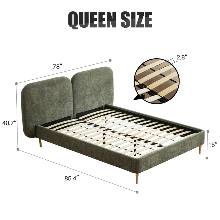 Willma Upholstered Platform Bed Frame and Headboard OUCH CART