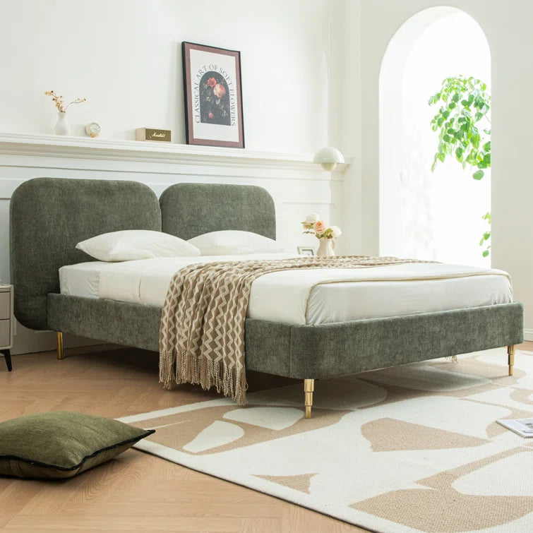 Willma Upholstered Platform Bed Frame and Headboard OUCH CART