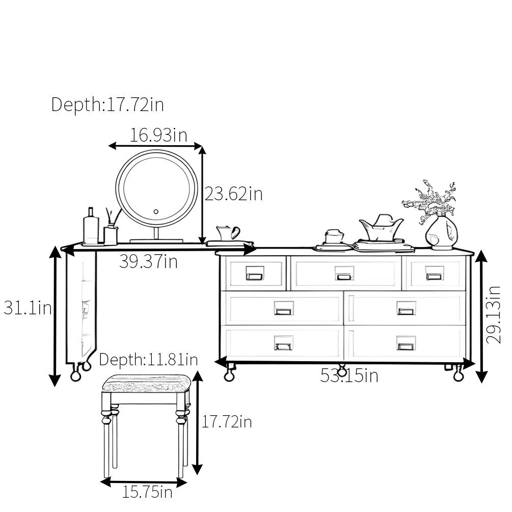 Witta Makeup Vanity Table – Functional & Modern Bedroom Desk-OUCH CART |Dressing table