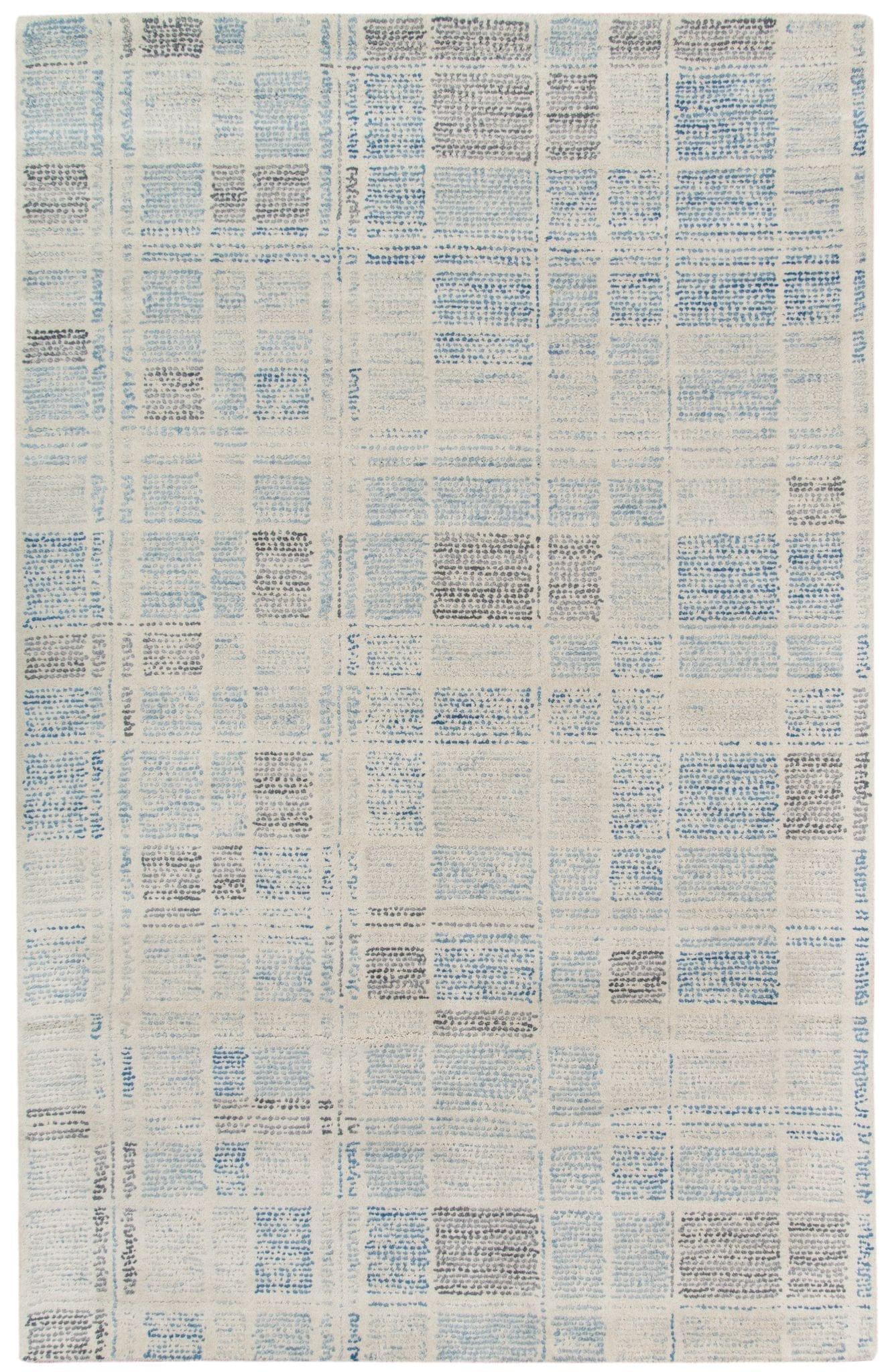 Dusk Blue Wool Vector 5x8 Feet Hand-Tufted Carpet - Rug - Ouch Cart