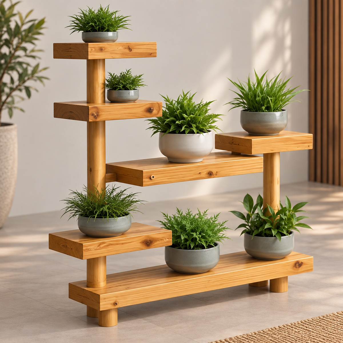 Wooden Plant Stand for Indoor Plants | Multi-Tier Decorative Flower Pot Holder