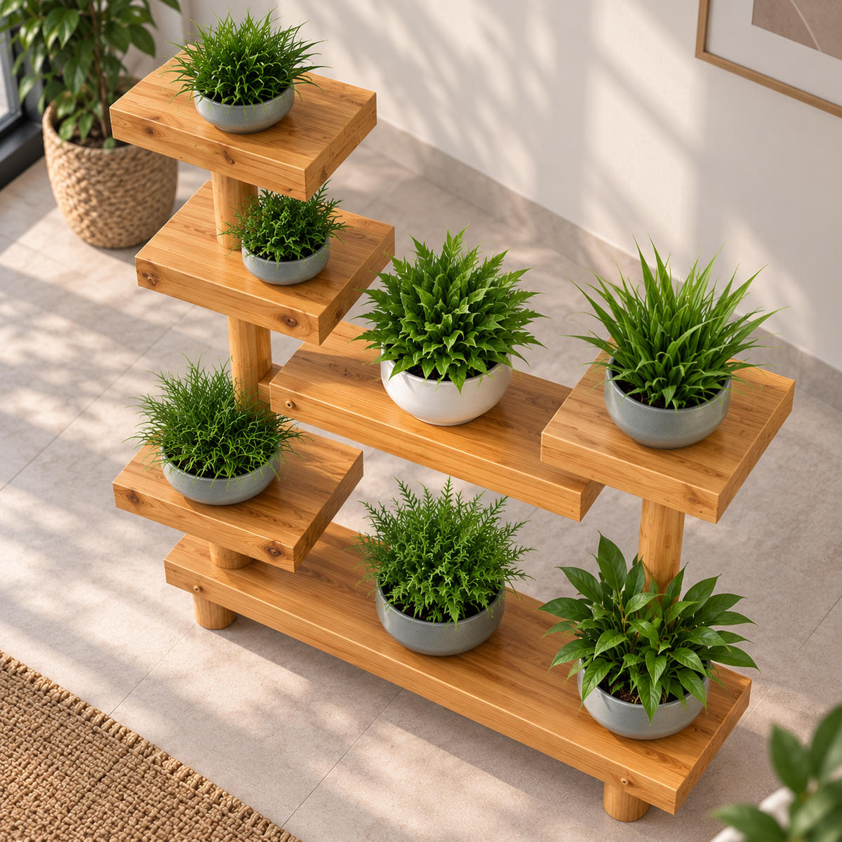 Wooden Plant Stand for Indoor Plants | Multi-Tier Decorative Flower Pot Holder
