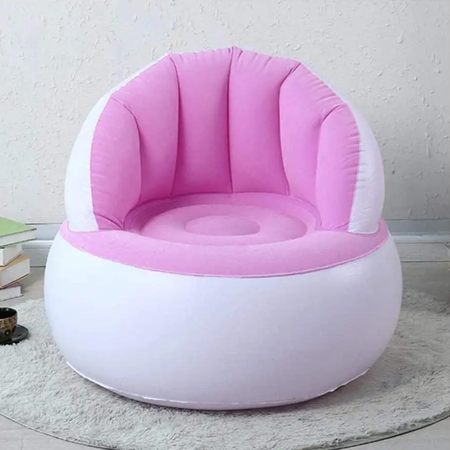 Kids Inflatable Sofa Chair With Backrest Foot Air Pump With Hose (1 Set 85x74 Cm Approx) Wukusy