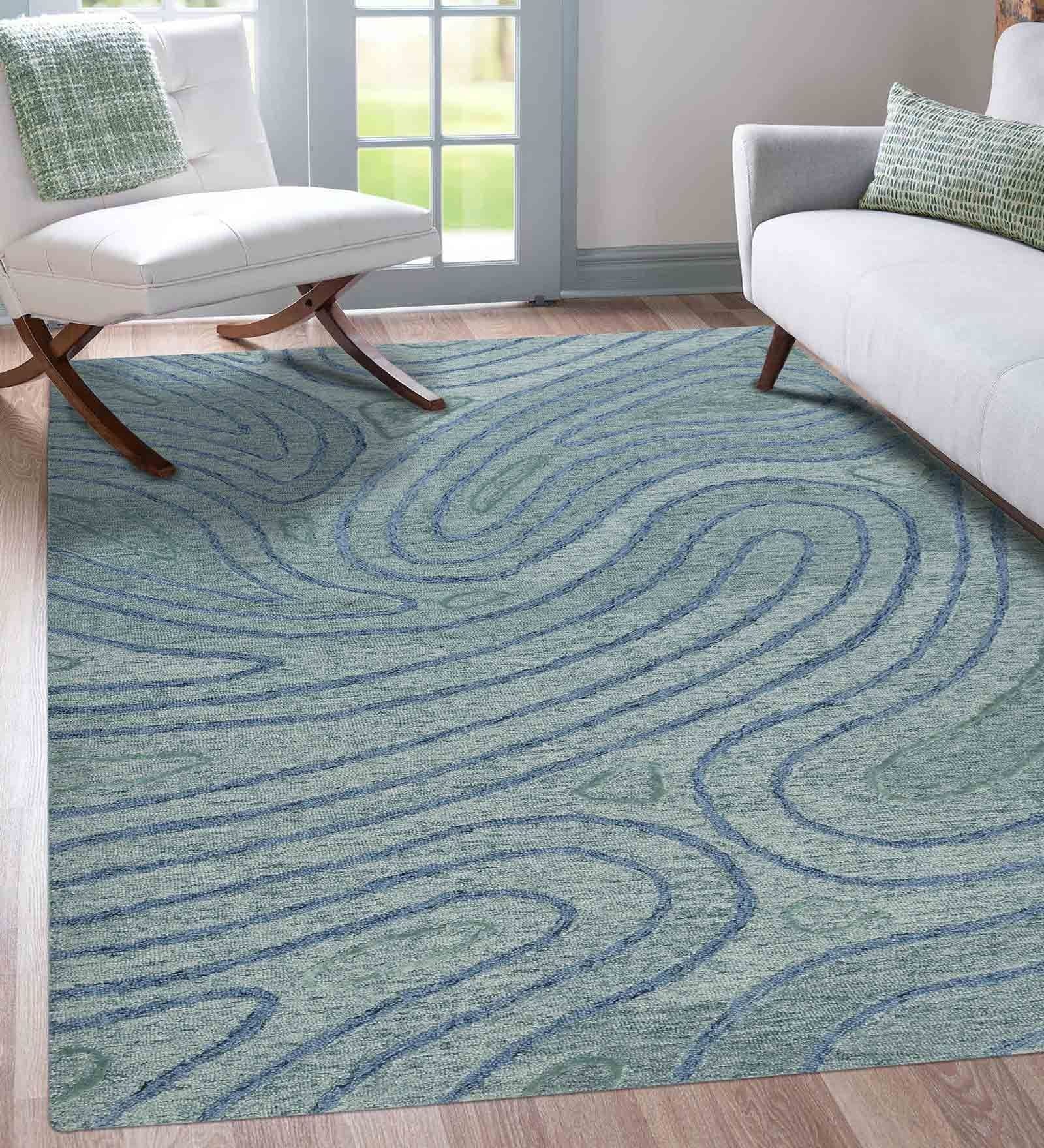 AQUA Wool & Viscose Canyan 5x8 Feet  Hand-Tufted Carpet - Rug