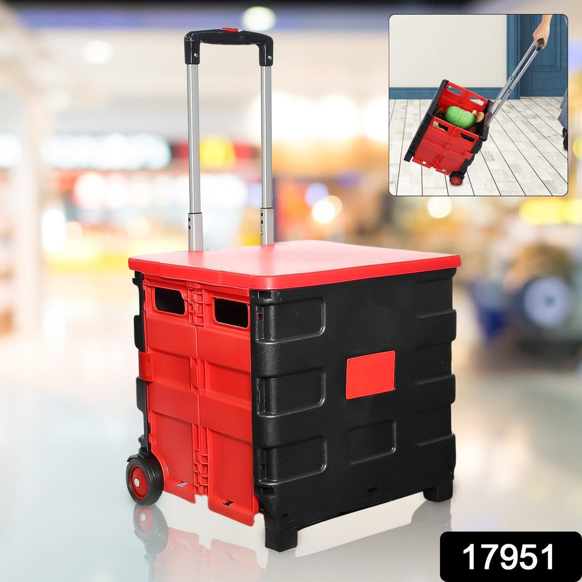 Foldable Shopping Grocery Trolley Cart Travel Portable Food Basket (1 Pc) Wukusy