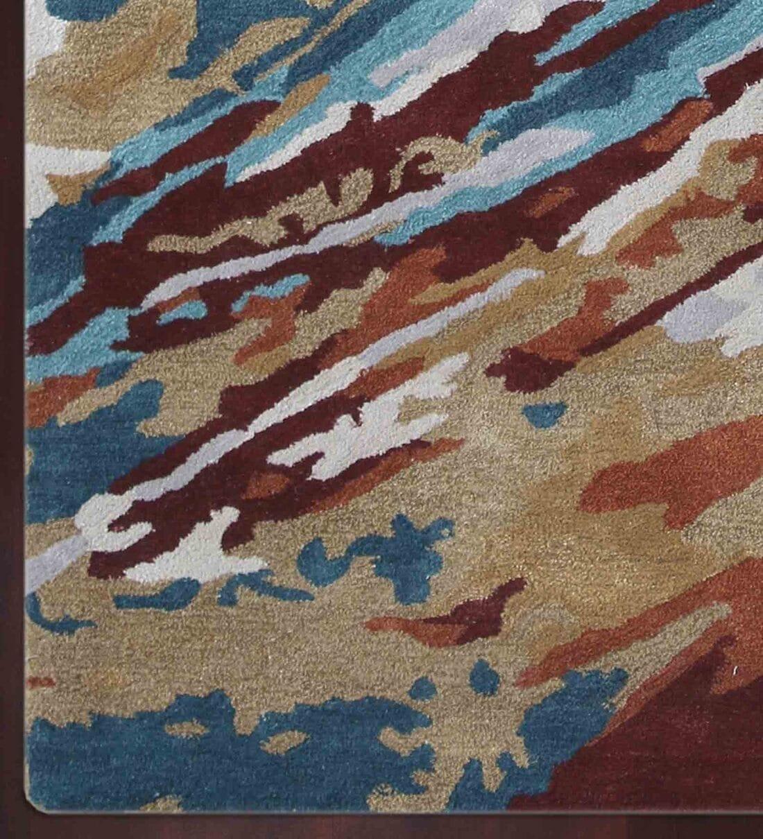 Orange Wool & Viscose Dream Scape 5x8 Feet Hand-Tufted Carpet - Rug - Ouch Cart