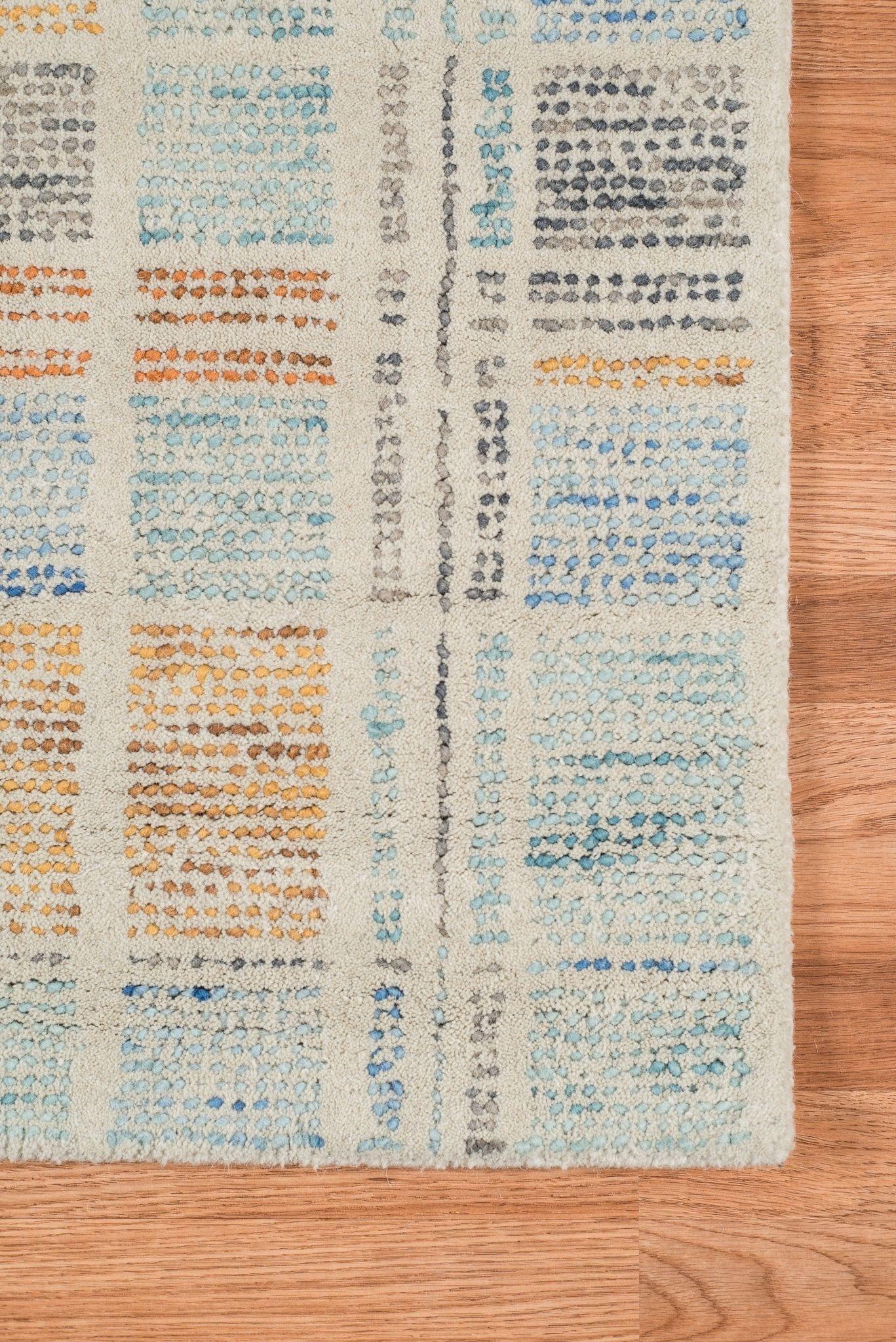 Aqua Blue Wool Vector 5x8 Feet Hand-Tufted Carpet - Rug - Ouch Cart