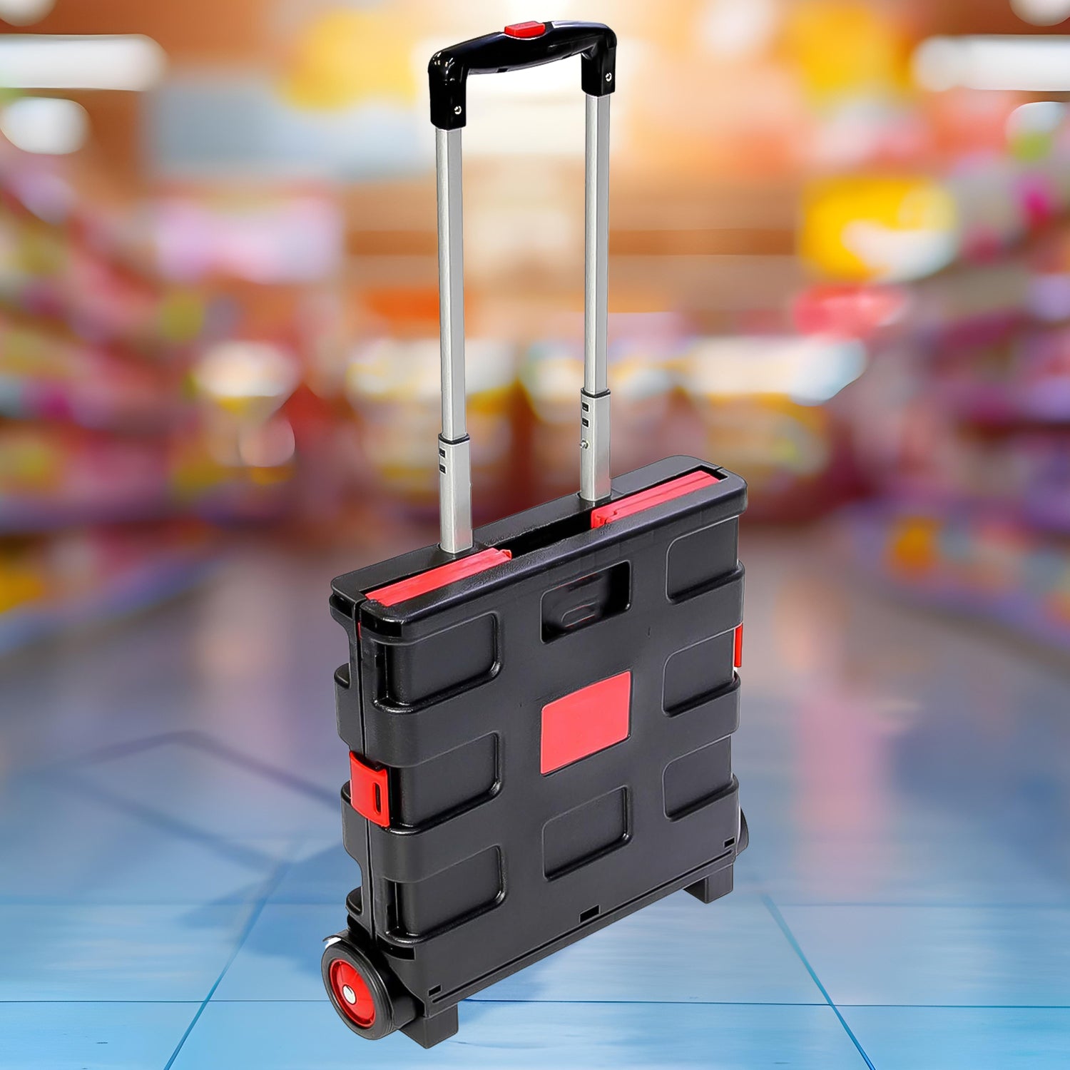 Foldable Shopping Grocery Trolley Cart Travel Portable Food Basket (1 Pc)