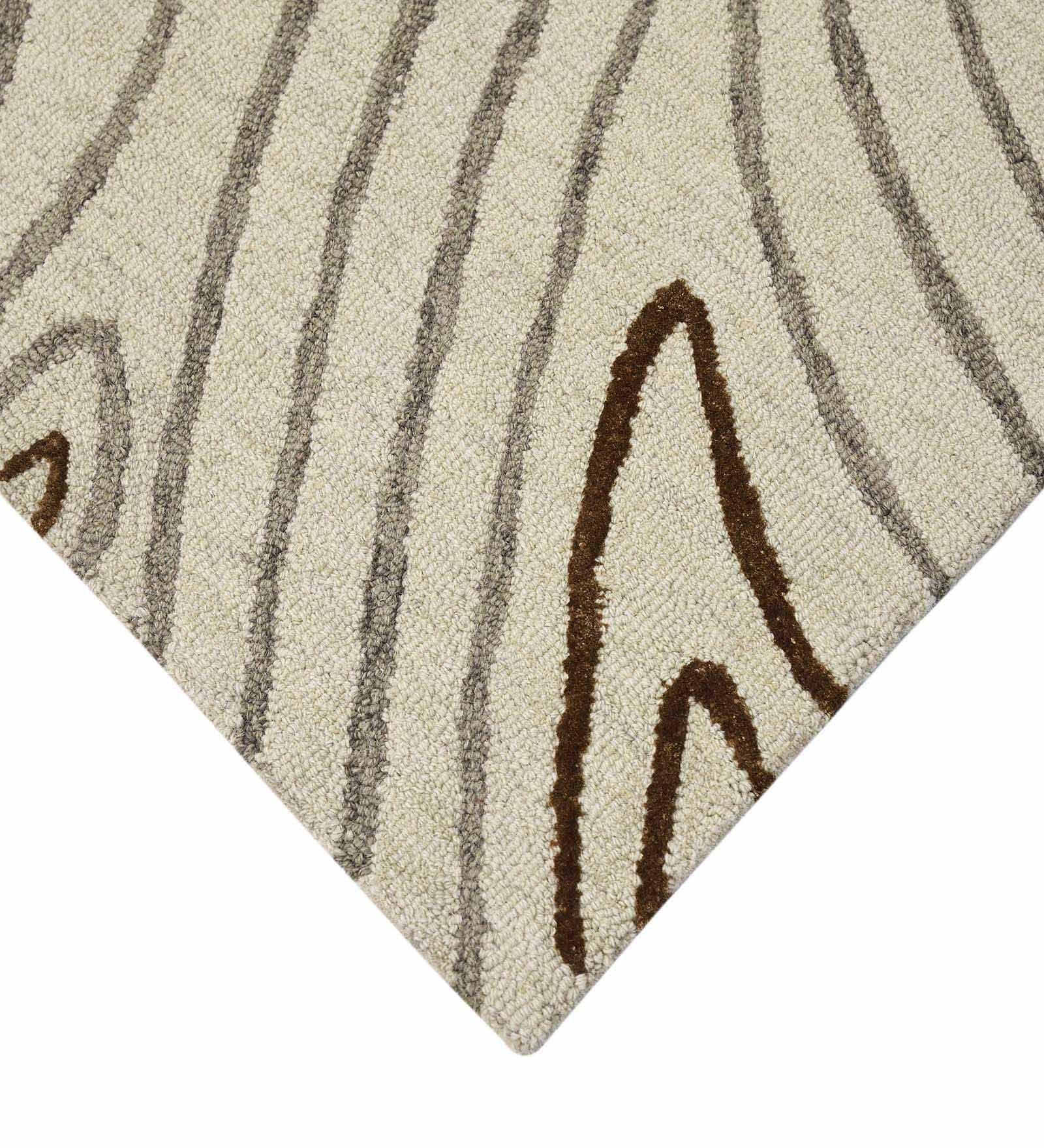 IVORY Wool & Viscose Canyan 8x10 Feet Hand-Tufted Carpet - Rug - Ouch Cart