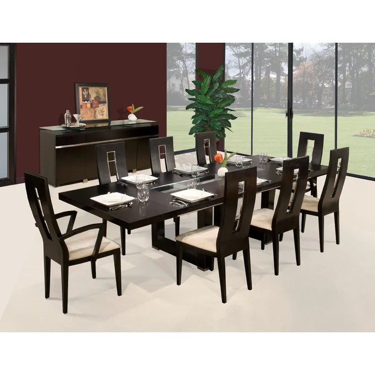 9 - Piece Glass Top Double Pedestal Dining Set Ouch Cart