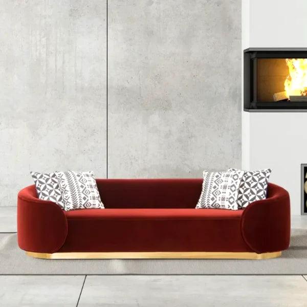 Ronald Gray 3-Seater Sofa Upholstered Velvet Sofa Pillows - Ouch Cart