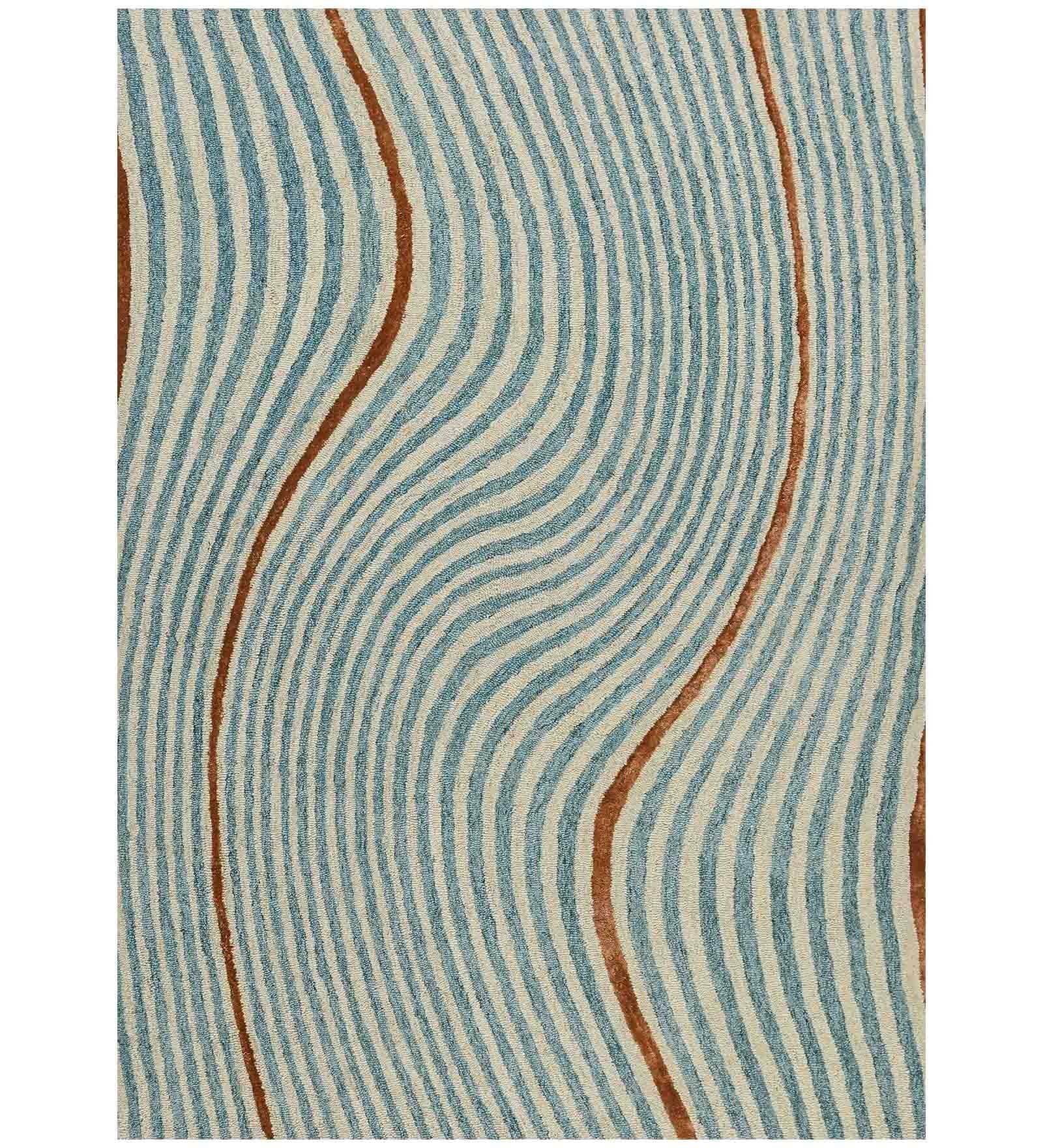 IVORY Wool & Viscose Canyan 8x10 Feet Hand-Tufted Carpet - Rug - Ouch Cart