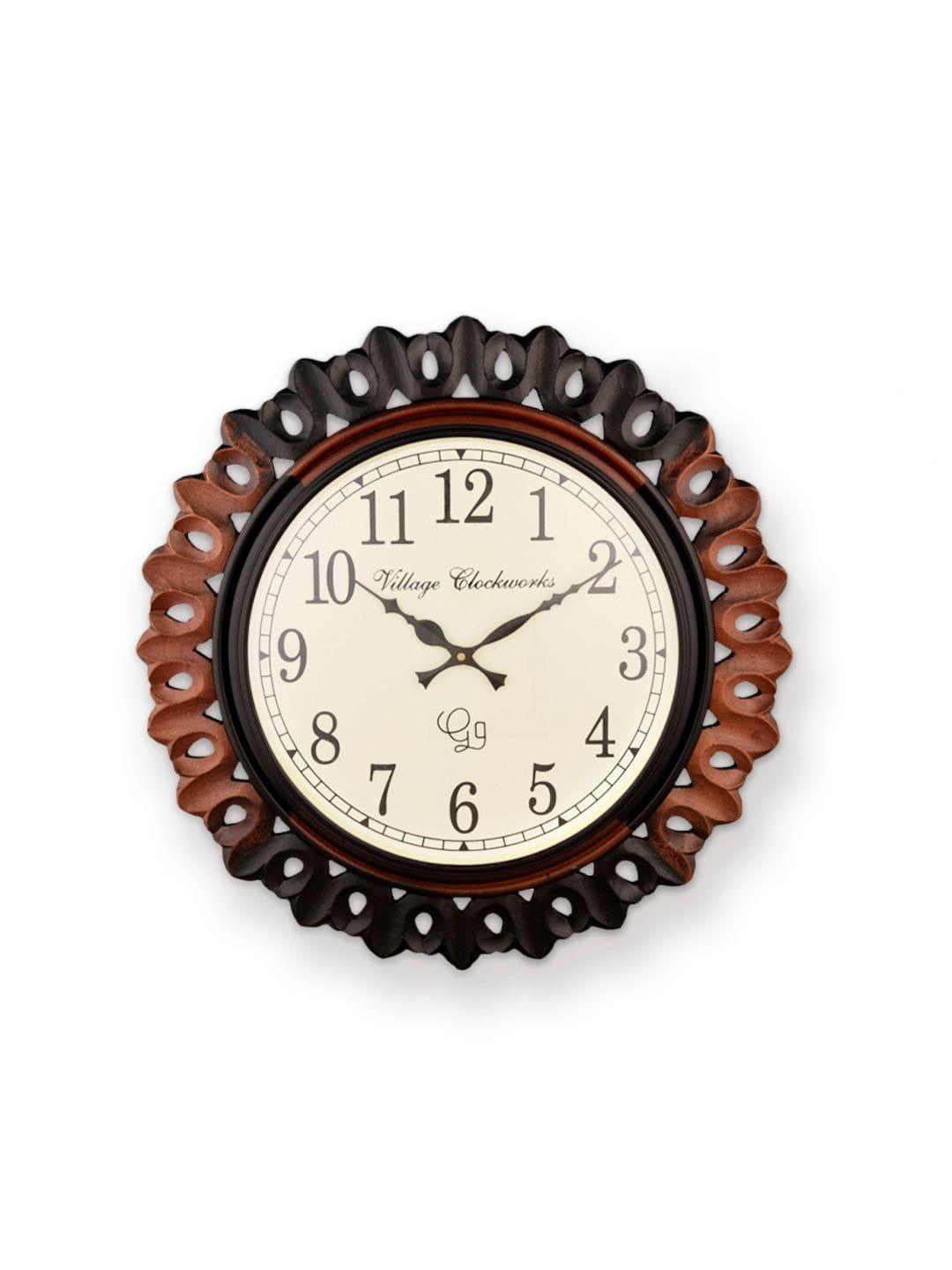 Round Wooden Carving 18 Inches Wall Clock - Ouch Cart