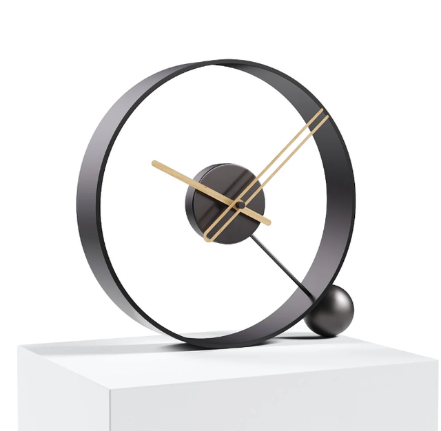 Ball and Ring table clock black N.R.HOMESDECOR