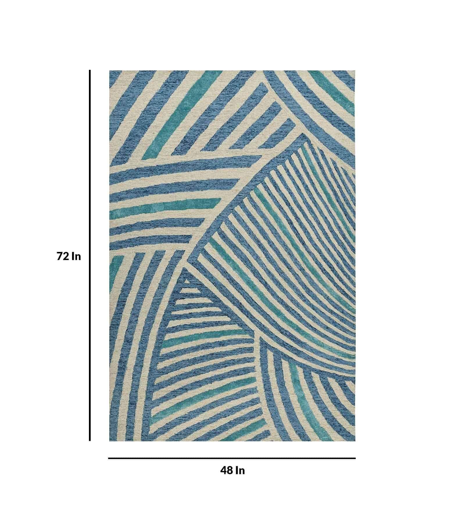 IVORY Wool & Viscose Canyan 4x6 Feet Hand-Tufted Carpet - Rug - Ouch Cart