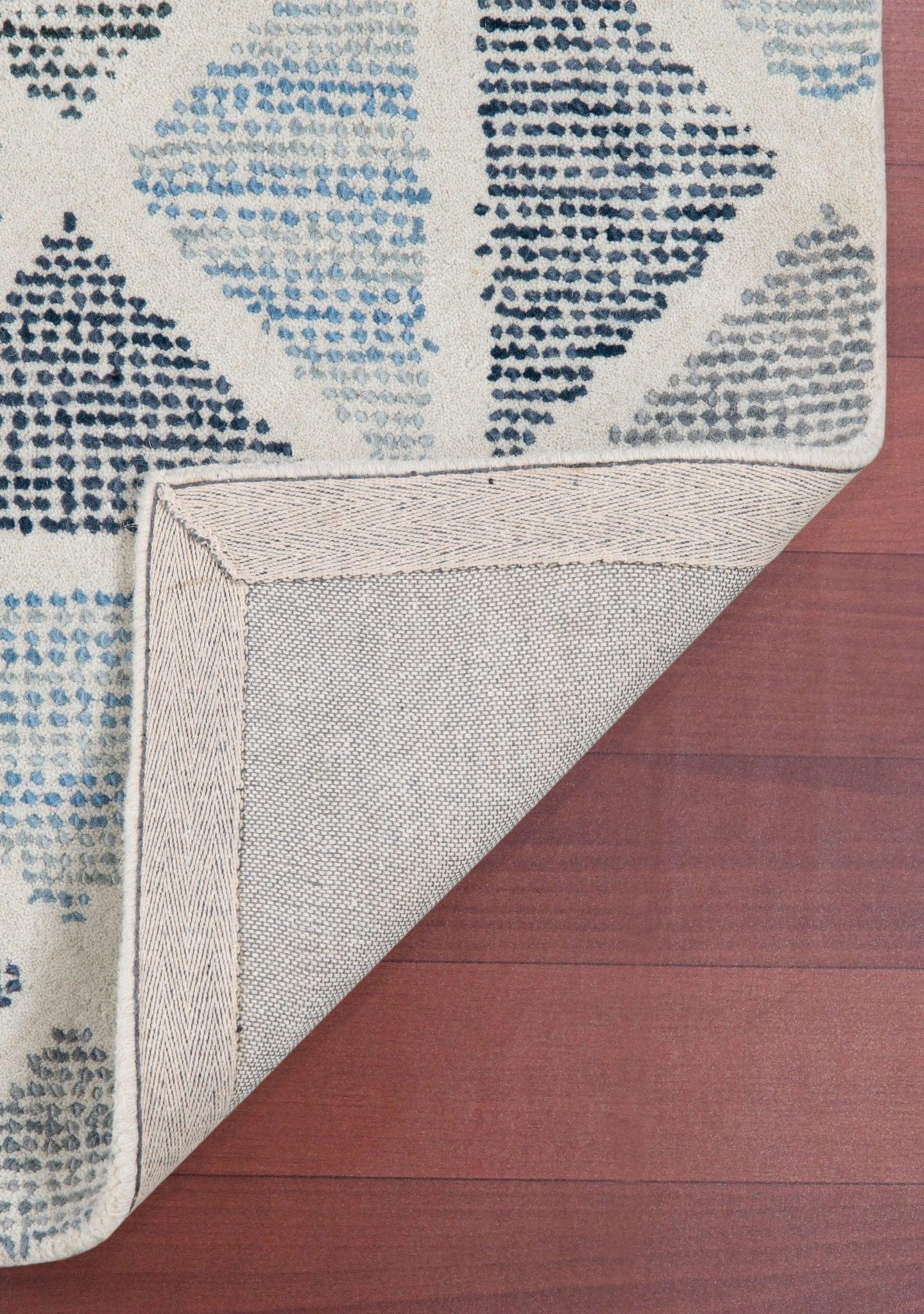 Steel Blue Wool Vector 5x8 Feet Hand-Tufted Carpet - Rug - Ouch Cart