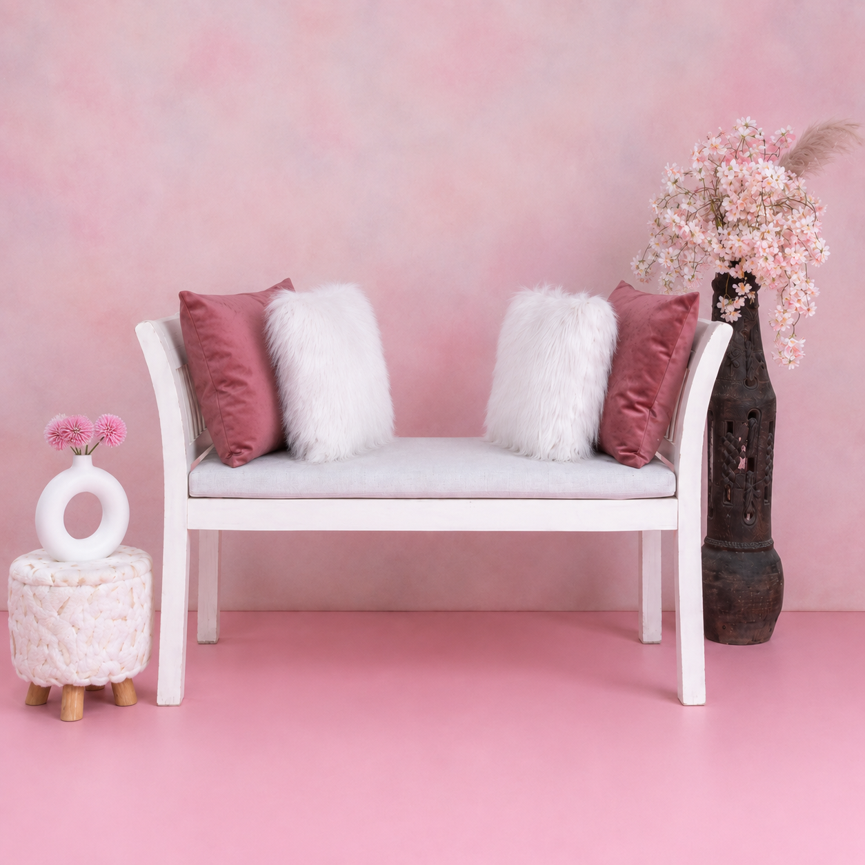 Ouch Cart Upholstered Loveseat Bench | Elegant 2 Seater Wooden Sofa for Living Room & Bedroom Ouch Cart