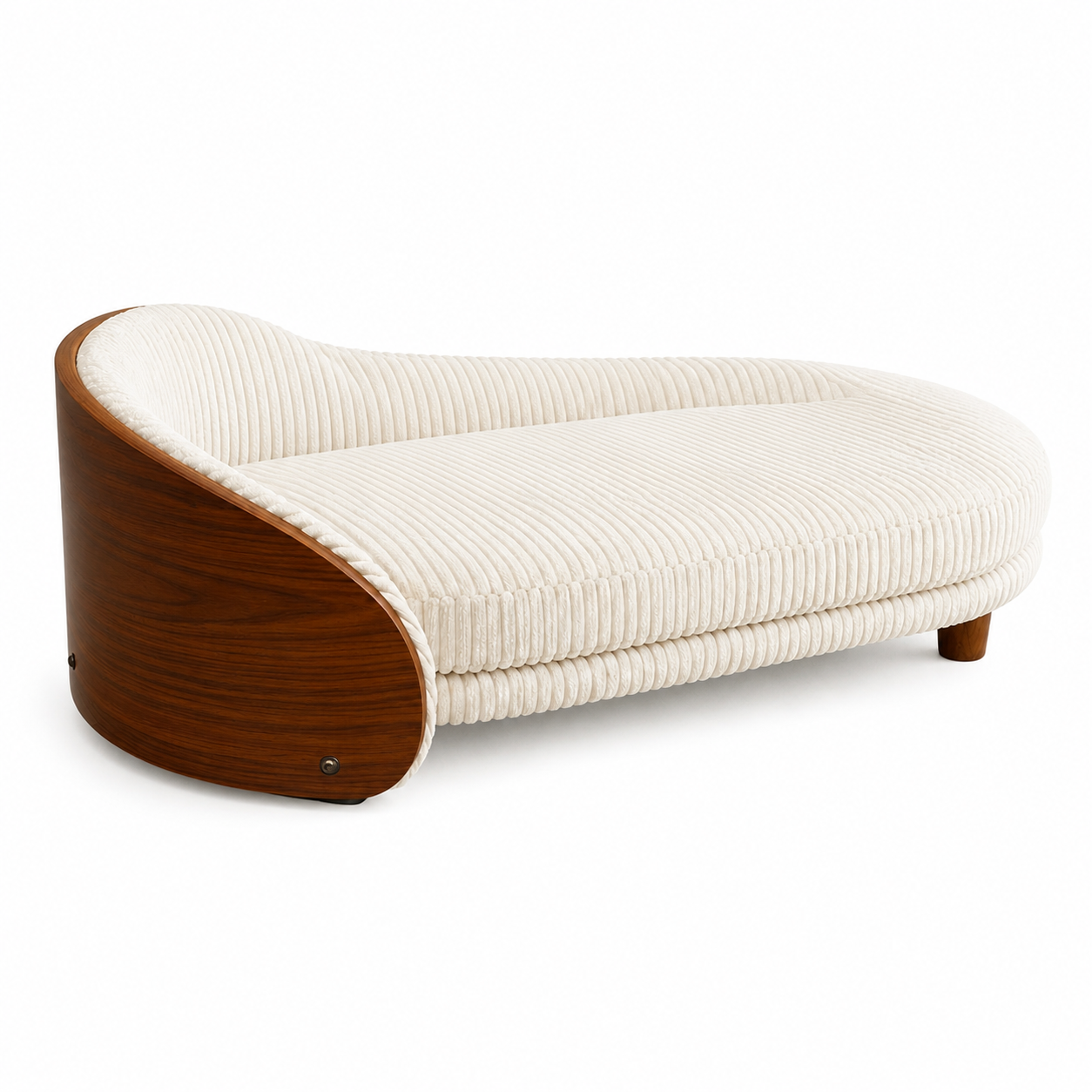 Modern Luxury Wooden Pet Bed for Dogs & Cats | Soft Plush Corduroy Cushion | Stylish Elevated Indoor Pet Sofa Bed | Comfortable Sleeping Bed for Small & Medium Pets OUCH CART