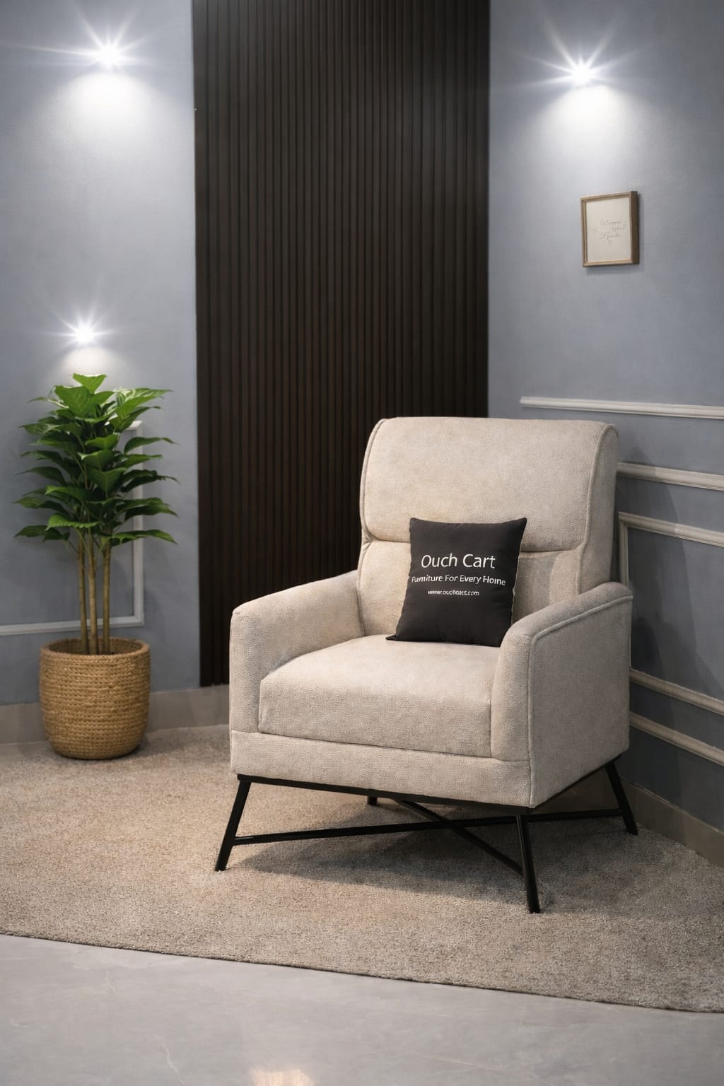 Modern Upholstered Armchair – Comfortable Fabric Accent Chair with Armrests