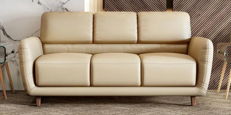 Leather 3 Seater Sofa in Milky White Colour - Ouch Cart