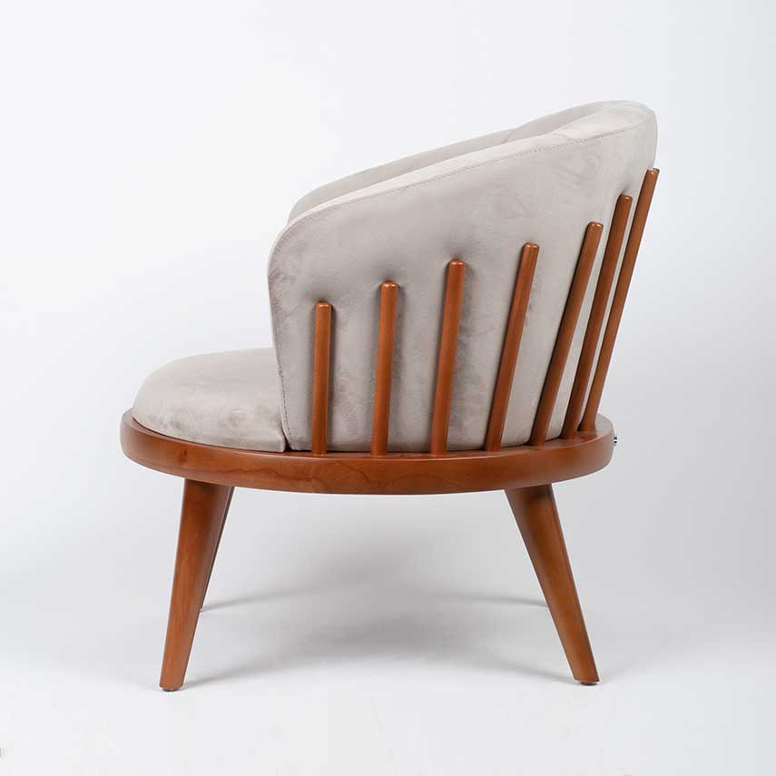 Ouch Cart Modern Cream Upholstered Accent Chair with Wooden Frame OUCH CART