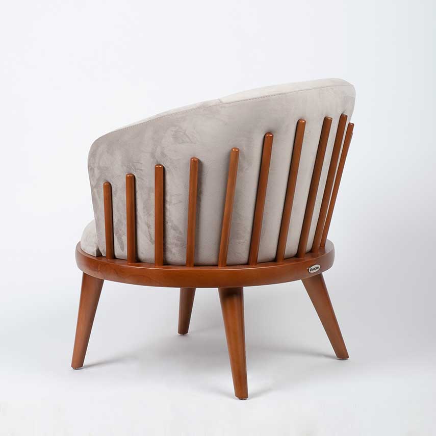 Ouch Cart Modern Cream Upholstered Accent Chair with Wooden Frame