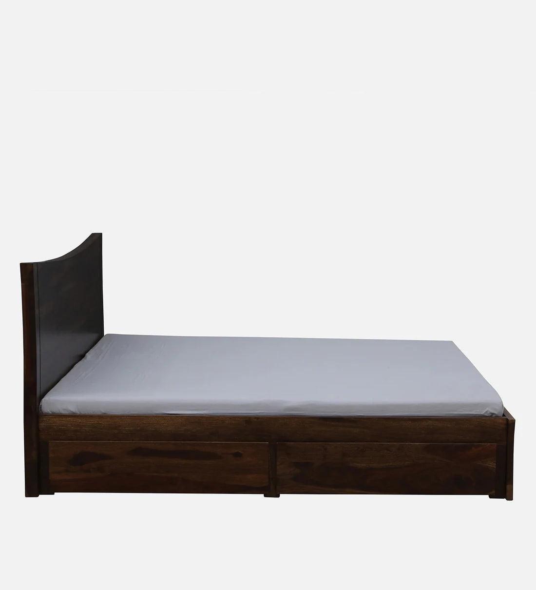Sheesham Wood King Size Bed In Provincial Teak Finish With Drawer Storage - Ouch Cart