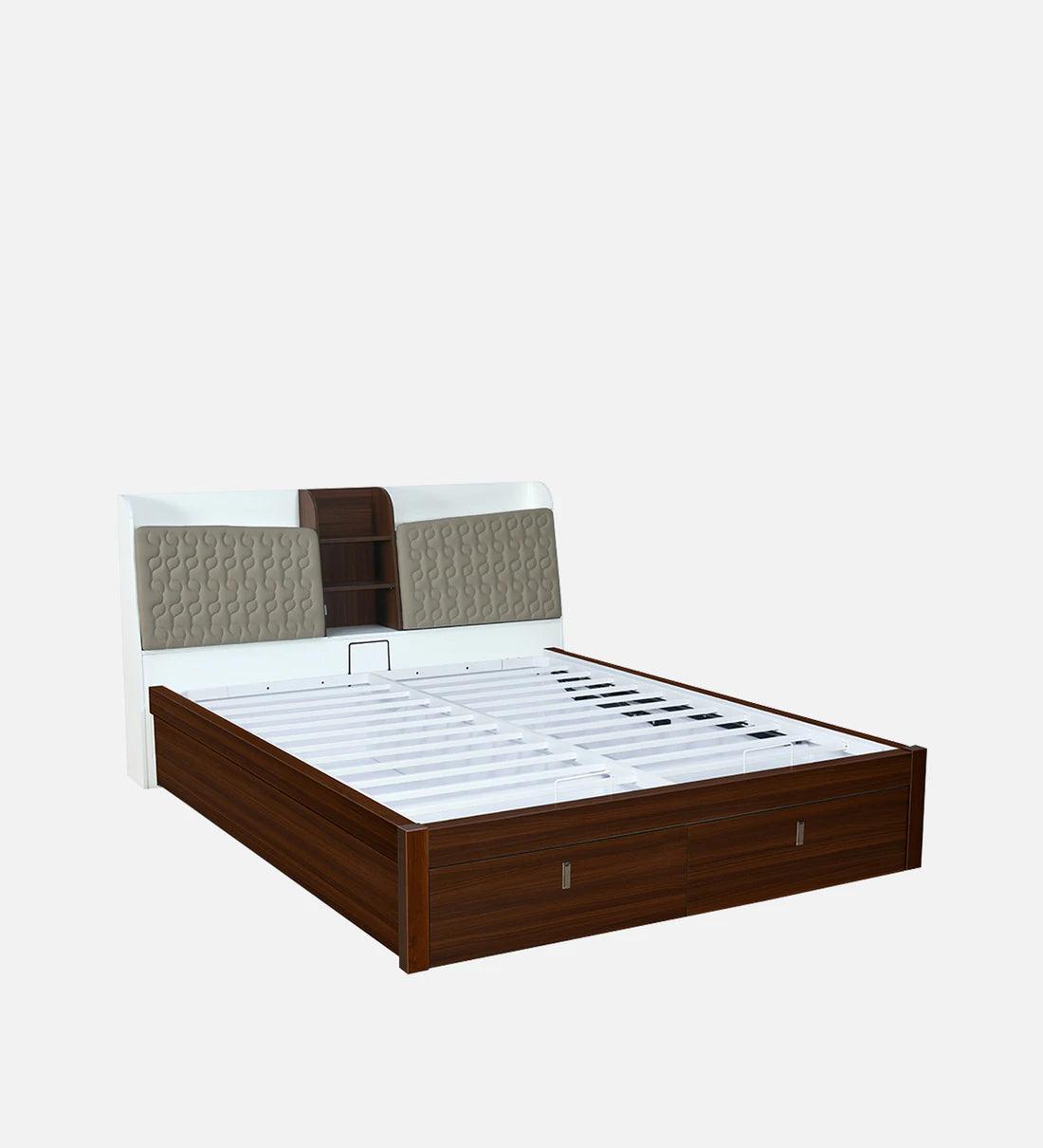 Memo Premier King Bed In Walnut Finish With Hydrualic Storage - Ouch Cart