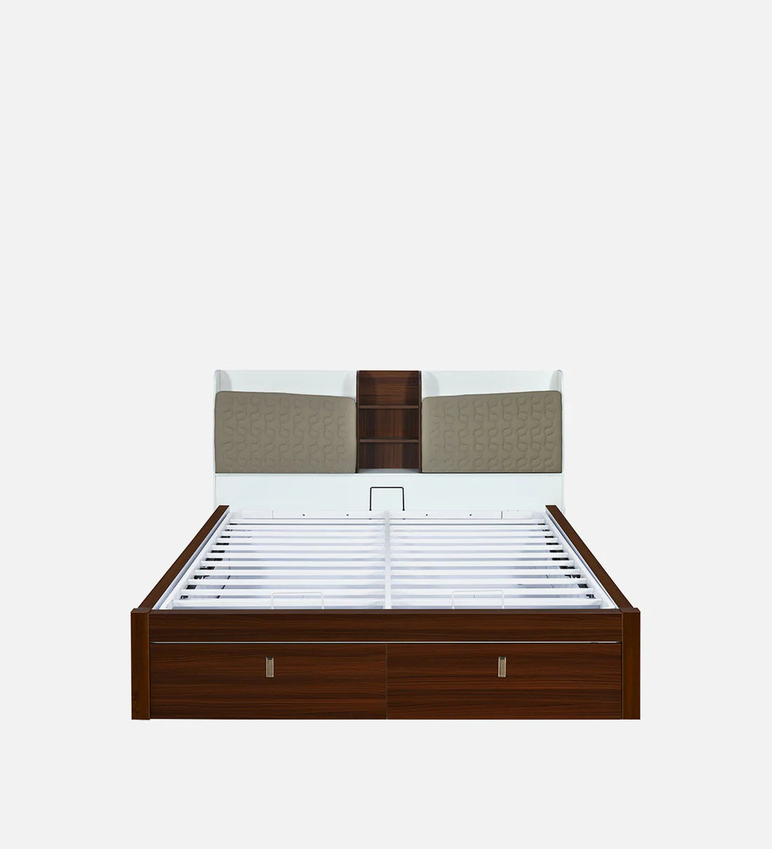 Memo Premier King Bed In Walnut Finish With Hydrualic Storage